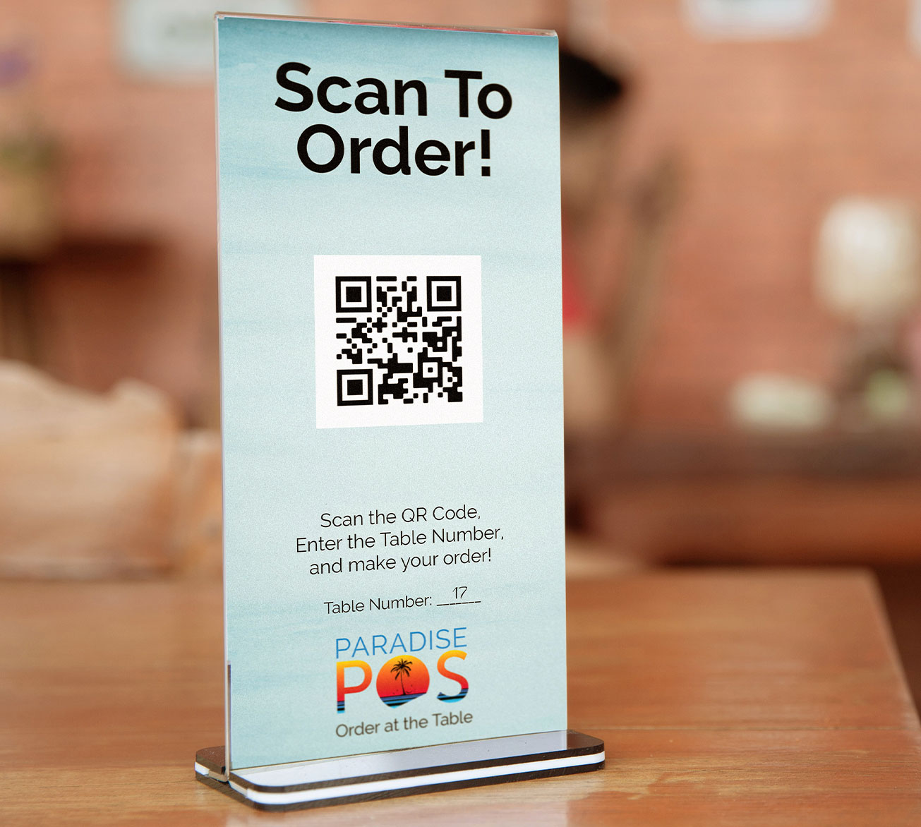 contactless order and pay table tent